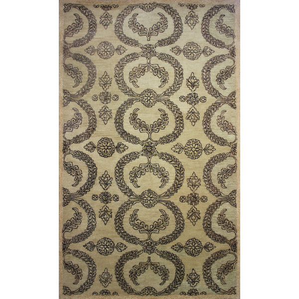 Charlton Home® Modbury Ikat Handmade Tufted Wool Area Rug in Gold Wayfair